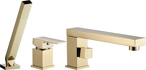 Смеситель для ванны Rea Glen gold трехкомпонентный на борт ванны REA-B6631 Золотой - фото 1
