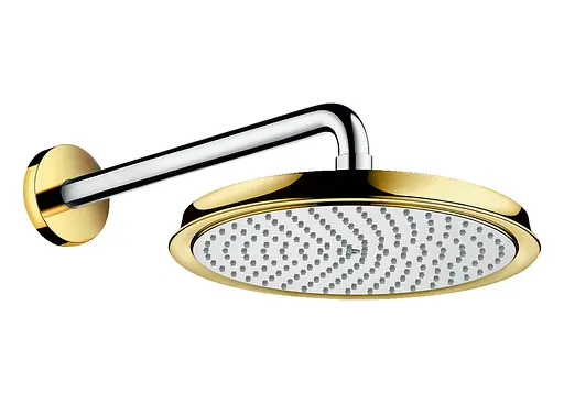 Верхний душ Hansgrohe Raindance Classic AIR 240 мм с держателем 383 мм Chrome/Gold Optic 27424090, Золотой - фото 1