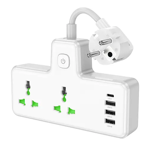 Мережевий удлинитель HOCO AC11A Voyage 2-position expansion socket(1C3A) (8.5 cm) White - фото 3
