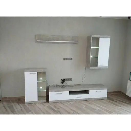 Модульна стінка для вітальні ВМК (БРВ) Кетлін Бетон + Німфея альба (GRB-1905) - фото 2