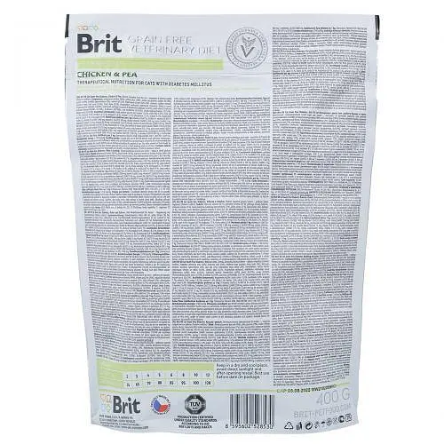 Сухий корм Brit GF VetDiets Cat Diabetes для кішок, у разі цукрового діабету, з куркою та горохом, 400 г - фото 5