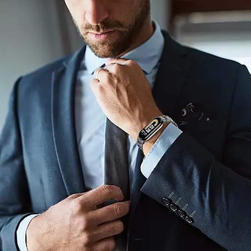 Ремешок для фитнес-браслета Tamister для Xiaomi Mi Band 8 и 9 Type С металлический с застежкой черный - фото 8