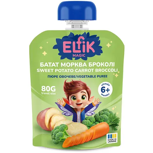 Пюре овощное Elfik Magic Батат-Морковь-Броколи 80 г 10 шт.