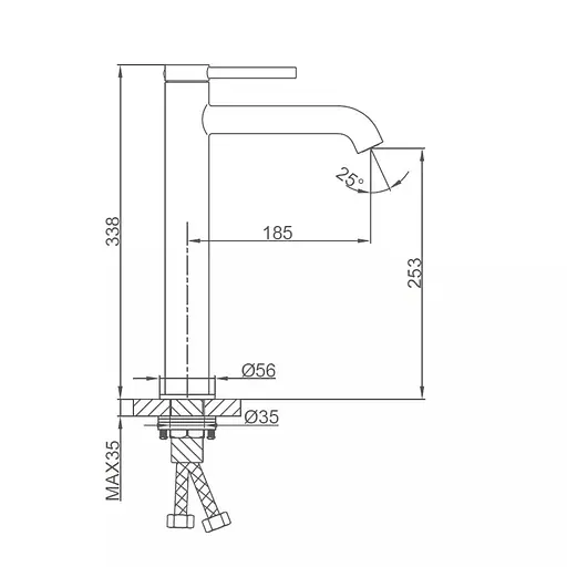 Змішувач для умивальника високий литий вилив збройована сталь Gappo G1006-29 Графитовый хром - фото 5