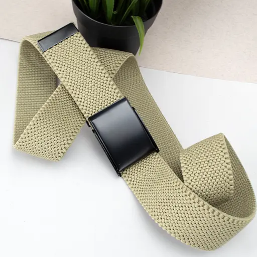 Ремінь-гумка чоловічий на затиску PS-40023 (112 см) бежевий плетений - фото 2