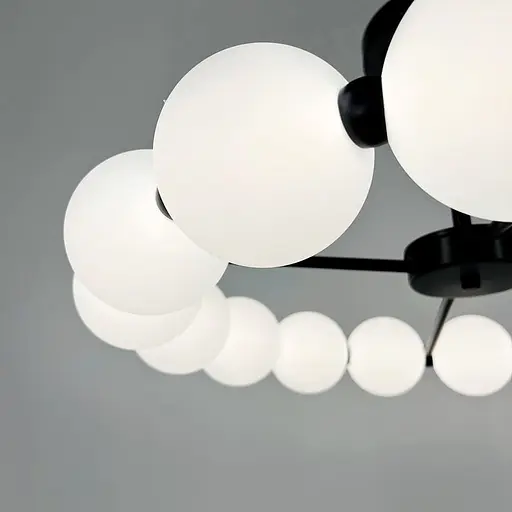 Потолочная черная люстра в виде кольца из полимерных шариков Ø 63 см Line F | Ст. 993-670 BK D120 - фото 3