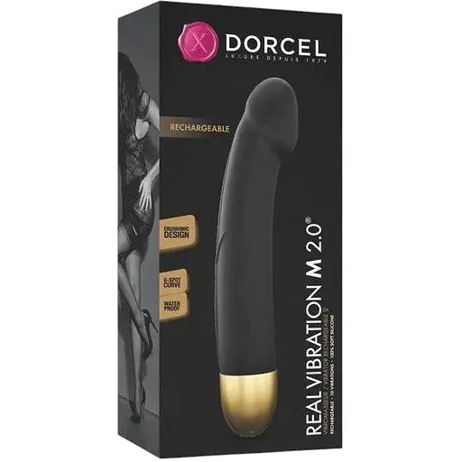 Вибратор Dorcel Real Vibration M Gold 2.0G-Spot стимуляция "Реальная Вибрация" 3.7 см Черный