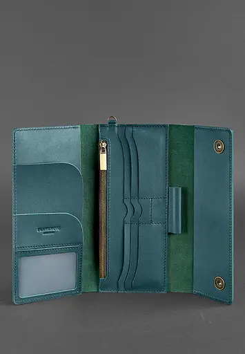 Кожаный клатч-органайзер (Тревел-Кейс) 5.0 зеленый - фото 3