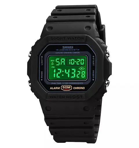 Мужские наручные электронные часы Skmei 1628 Черный с белым - фото 2