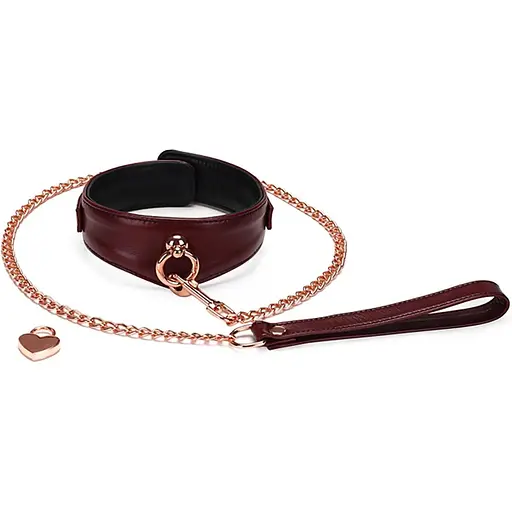 Ошейник с поводком Liebe Seele Wine Red Curved Collar