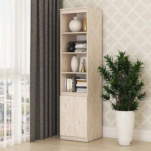 Пенал с открытыми полками MebelStar Нео 1Д 50x50x210 см Аляска серый (MBS-1157) - фото 1