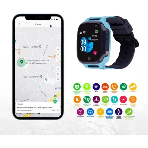 Smart Watch AmiGo GO008 MILKY GPS Wi-Fi Blue UA UCRF - фото 6