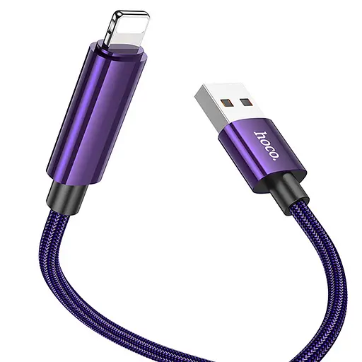 Дата кабель Hoco U125 Benefit 2.4A USB to Lightning with display (1.2m) Purple - фото 3