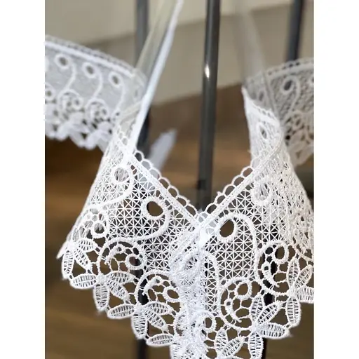 Силіконова скатертина з білим мереживом 7 см 310х100 см