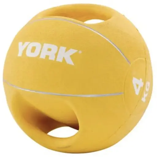 Мяч медбол York Fitness с двумя ручками 4кг желтый