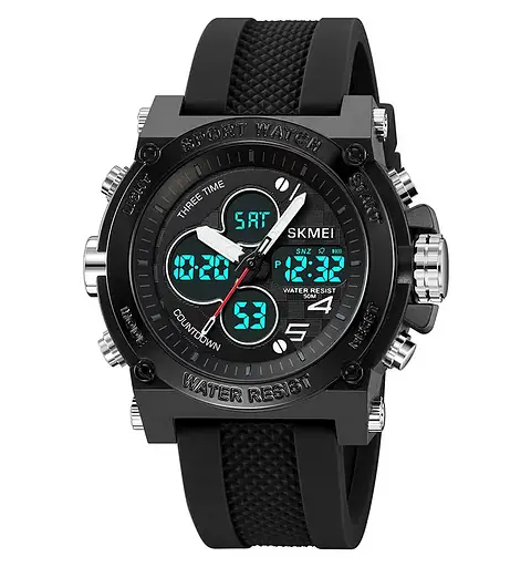 Часы мужские наручные спортивные Skmei 2065 (Черный с черным) - фото 3
