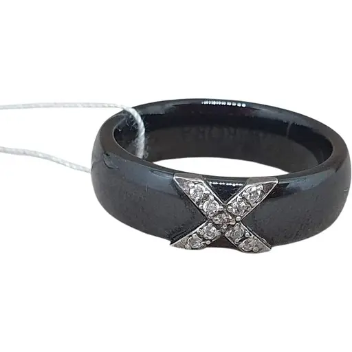 Серебряное кольцо Aurora с керамикой и фианитами. С1015Ч 18,5