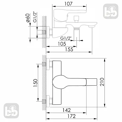 Змішувач для ванни хром Imprese Jaro f03207301AA Хром - фото 2