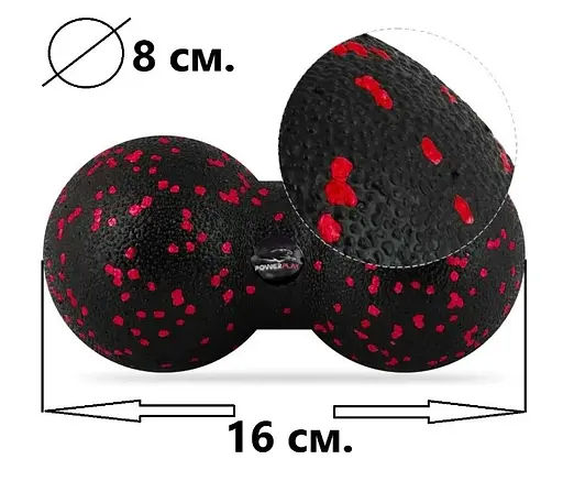 Набір для масажу та йоги PowerPlay PP_4091 EPP (2 м'ячики + валик масажер 15*5,3 см) Red + гумка 11 кг (PP_4091_Red) - фото 6