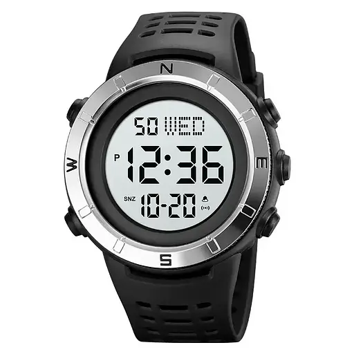 Чоловічий спортивний годинник Skmei 2015 (Чорний з білим циферблатом S)