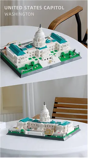 Конструктор архітектура  Wange  Капітолій Вашингтон США United States Capitol модель 3D для дітей та дорослих 1074 деталей - фото 7