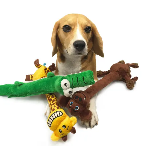 Игрушка для собак Barksi Обезьяна с хрустящей шеей и пищалкой  - фото 5