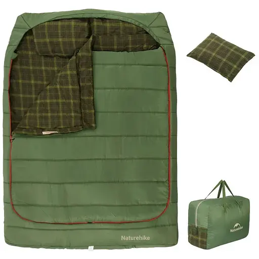 Спальный мешок двухместный с подушками Naturehike CNK2350WS019, зеленый