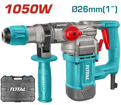 Перфоратор TOTAL TH110266 SDS-Plus, 1050 Вт, 0-1100 об/мин, 4,5 Дж, 0-3800 уд/мин