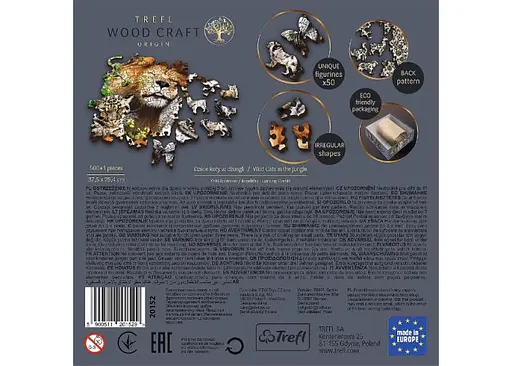 Пазл Trefl деревянный фигурный Дикие кошки в джунглях 500+1 эл. (20152) - фото 6