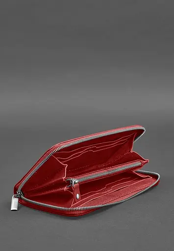 Кожаный портмоне на молнии 6.1 красный - фото 3