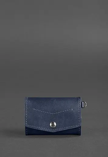 Кожаная монетница с клапаном 1.0 темно-синяя - фото 2