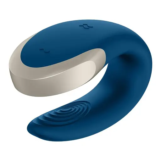 Вібратор для пар Satisfyer Double Love 8.6 см синій - фото 6
