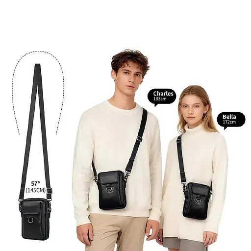 Кожаная сумка через плечо John McDee черная 13.5х19х5 см sum0028283 - фото 3