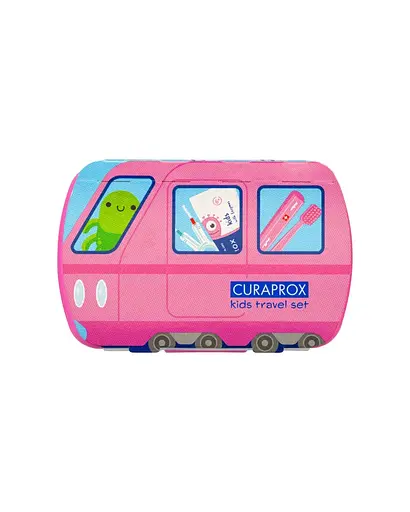Дорожный набор Curaprox Kids розовый: зубная щетка Kids + детская зубная паста 10 мл + ершики 2 шт. - фото 7