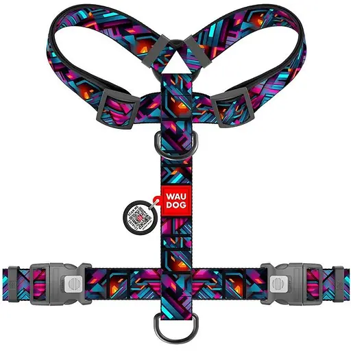 Шлея для собак Waudog анатомічна H-подібна Nylon з QR-паспортом Нескінченні світи XL Ш 35 мм - фото 2