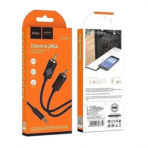 Аудіокабель Hoco UPA28 3.5 мм mini jack на 2 x RCA для стереозвуку - фото 3