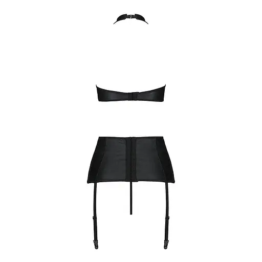 Комплект із еко-шкіри з імітацією шнурівки Passion Nancy Set black L/XL - фото 4