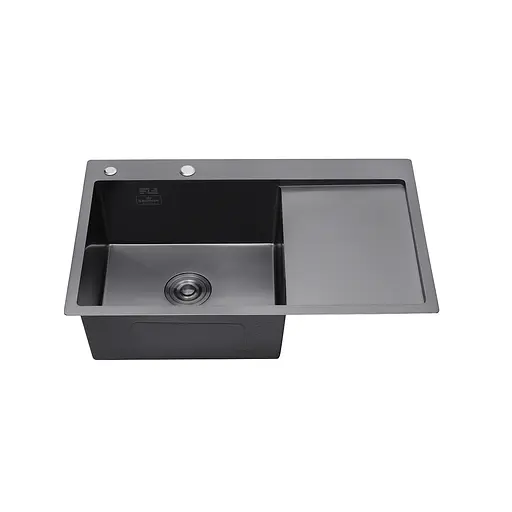 Кухонна мийка Kroner KRP Schwarze - 7849LHM PVD (3,0/1,0 мм) CV025278, Чорний - фото 3