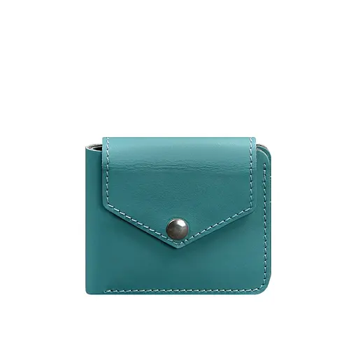 Кожаное портмоне 4.2 на кнопке бирюзовое - фото 7