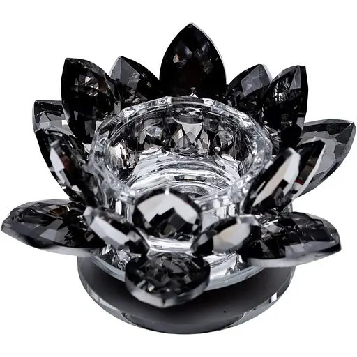 Подсвечник HP-4-92 крутящийся лотос стеклянный на одну свечу 11 x 11 x 6 см Серый - фото 1