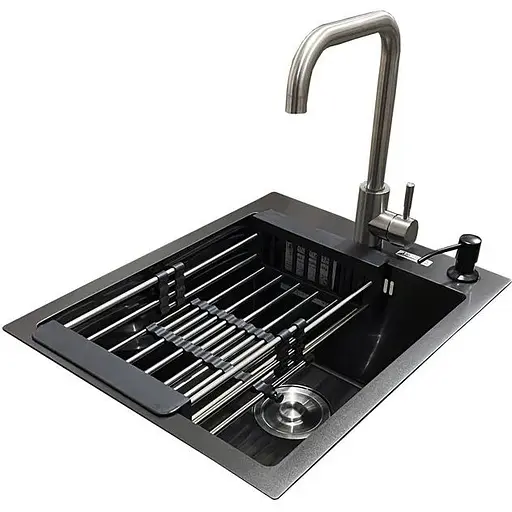 Комплект мийка + змішувач Romzha Arta U-350S BL (B) - фото 1