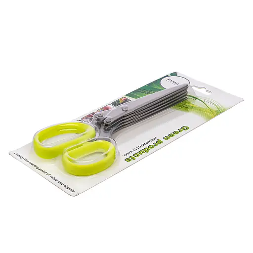 Кухонные пятислойные ножницы для нарезки зелени и шинковки с мультилезвием, Kitchen Master Салатовый 86301 - фото 10