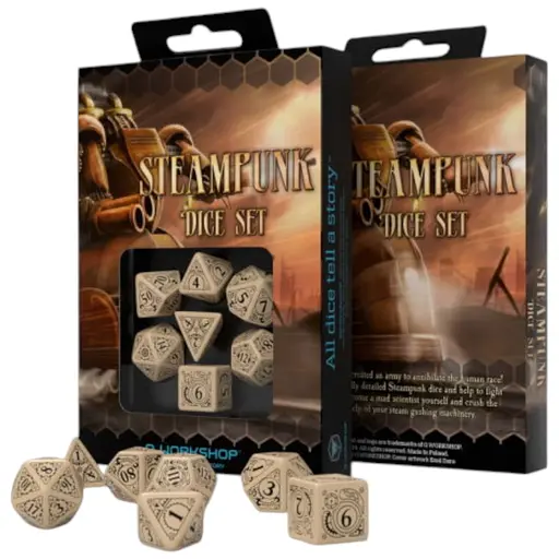 Набор кубиков Steampunk Beige & black Dice Set , 7 шт. (SSTE18)