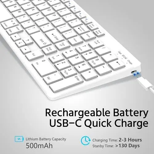 Бездротова клавіатура, Bluetooth клавіатура з перезаряджається, Bluetooth 5.0 + 2.4G дворежимна клавіатура з цифровою панеллю - фото 4