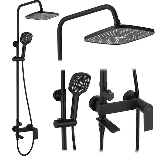 Душова система Rea Storm black з виливом REA-P9533, Чорний матовий - фото 3