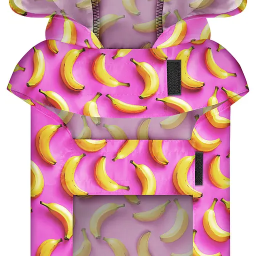 Дождевик-накидка с капюшоном для собак Waudog Clothes, рисунок "Бананы на розовом", XL, А 55-61 см, B 68-80 см, С 42-52 см. - фото 4