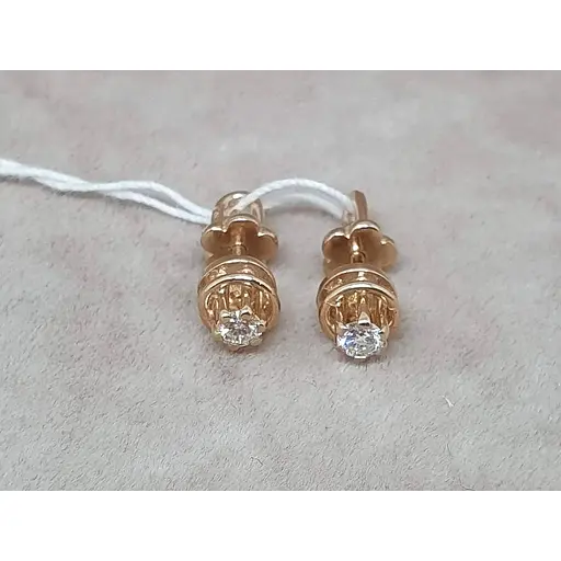 Золоті сережки-пусети Гаразд з діамантами. 3032433 - фото 3