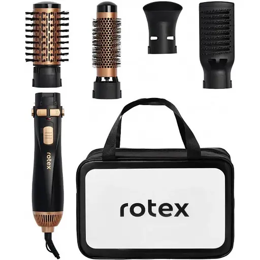 Фен щітка браш для волосся 4 в 1 Rotex RHC490-T гребінець, що обертається, стайлер з турмаліновим покриттям 1200 Вт - фото 1