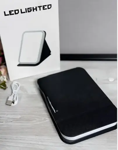 Акумуляторне дзеркало книга планшет 20х14 см у захисному чохлі із сенсорною LED-підсвіткою 3 режими освітлення - фото 2