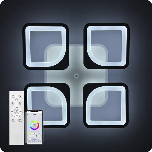 Люстра світлодіодна 517 Light 3color з пультом 96Вт Чорний (01188) - фото 11